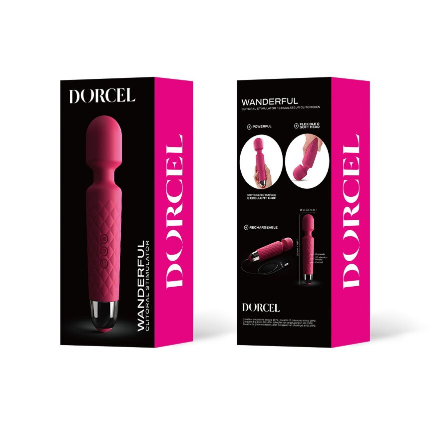 Минивибромассажер Dorcel Wand Wanderful Magenta мощный, водонепроницаемый