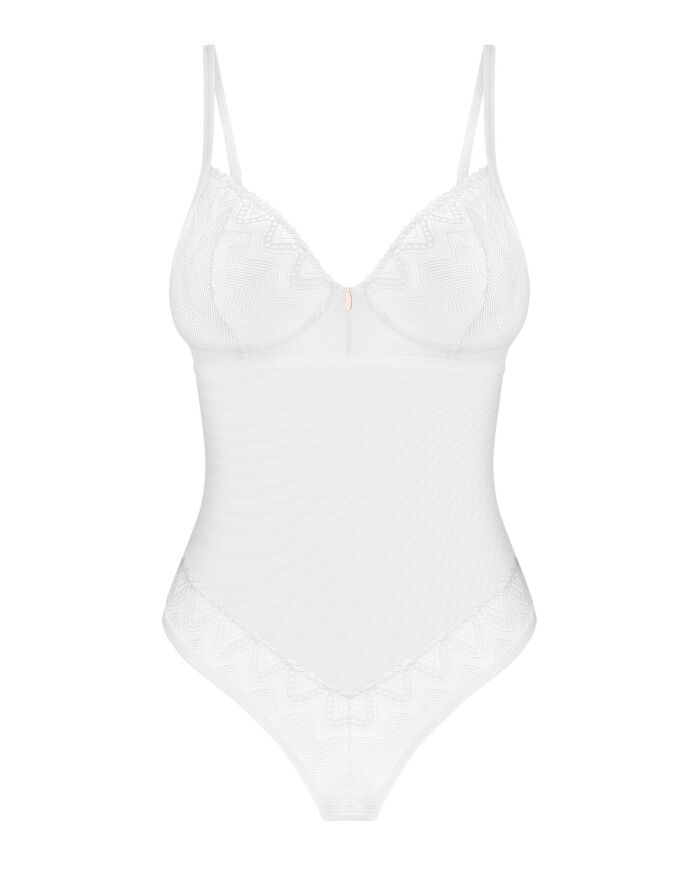 Боди Obsessive Alissium Teddy White, M/L, лиф с мягкой чашкой, высокие вырезы для ног