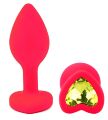 Силиконовая анальная пробка EGZO - Silicone Pink Heart Plug Lime, size S