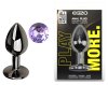 Анальная пробка с кристаллом EGZO - Dark Gray Round Plug Amethyst, size S