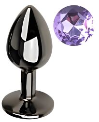 Анальна пробка з кристалом EGZO - Dark Gray Round Plug Amethyst, size S
