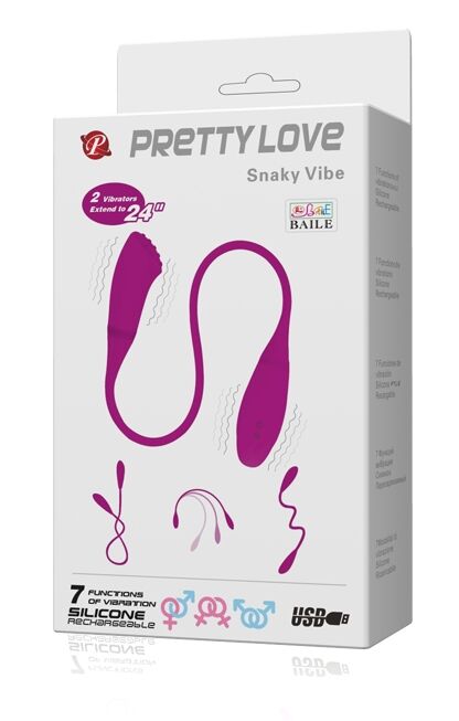 Гибкий двусторонний вибратор PRETTY LOVE - Snaky Vibe, BI-014327-2