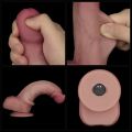 Вибратор со скользящей кожей - LoveToy Vibrating Sliding Skin Pro II Dual Layer Silicone Dong 8" Flesh