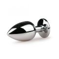 ET126CLR Анальная пробка Easytoys с белым кристаллом, серебряная, 9.5 х 3.8 см