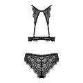 Комплект кружевного белья Obsessive Renelia, черный L/XL