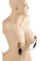 Зажимы для сосков Virgite Nipple Clamps с перьями, золотисто-черные