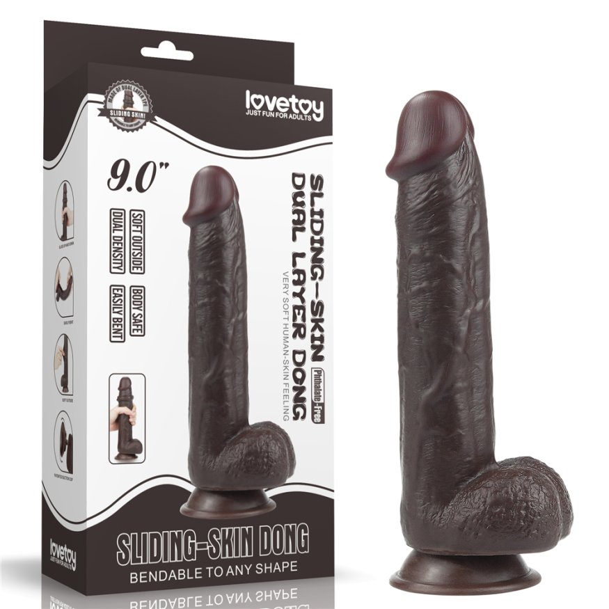 Фалоімітатор - Sliding-Skin Dual Layer Dong 9" Black