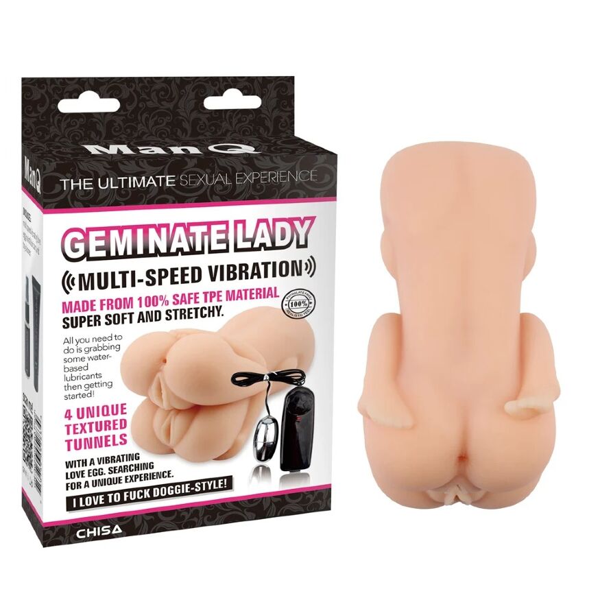 Мастурбатор двойной реалистичный Chisa Man Q Geminate Lady с вибро, бежевый