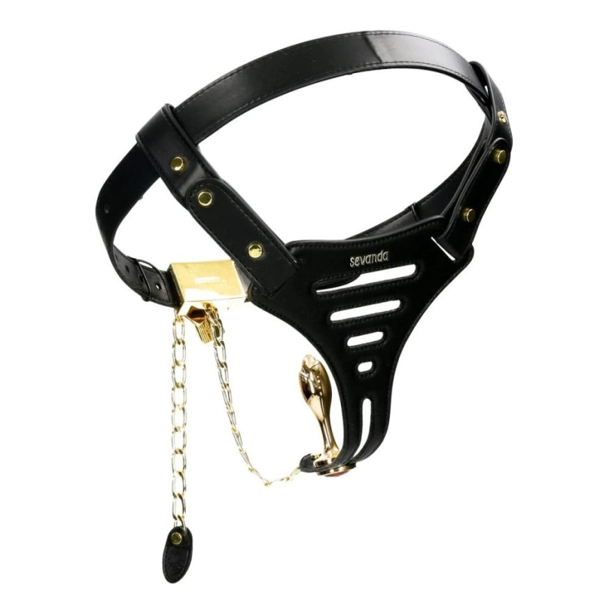 Пояс верности Lockink Sevanda Beg &amp; Ask Chastity Pants с поводком и анальной пробкой, L