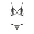 Комплект белья Passion Exclusive QUENTRIS BIKINI XXL/XXXL, black, стринги и полуоткрытый лиф
