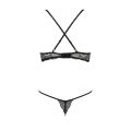 Комплект белья Passion Exclusive QUENTRIS BIKINI XXL/XXXL, black, стринги и полуоткрытый лиф