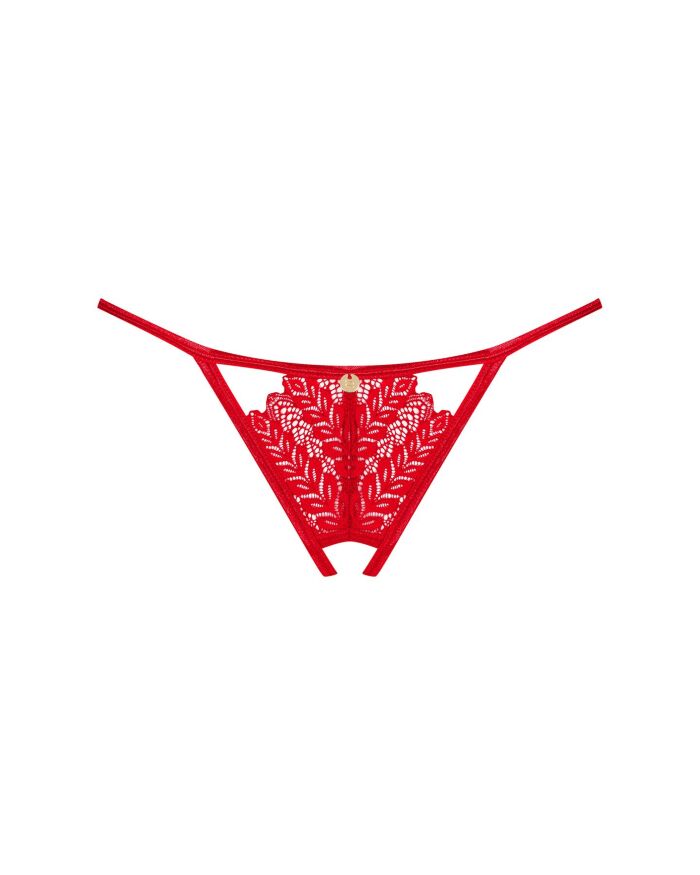 Трусики з доступом Obsessive Ingridia crotchless thong XL/2XL, червоні