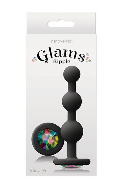 Анальные шарики с кристаллом GLAMS RIPPLE RAINBOW GEM BLACK          