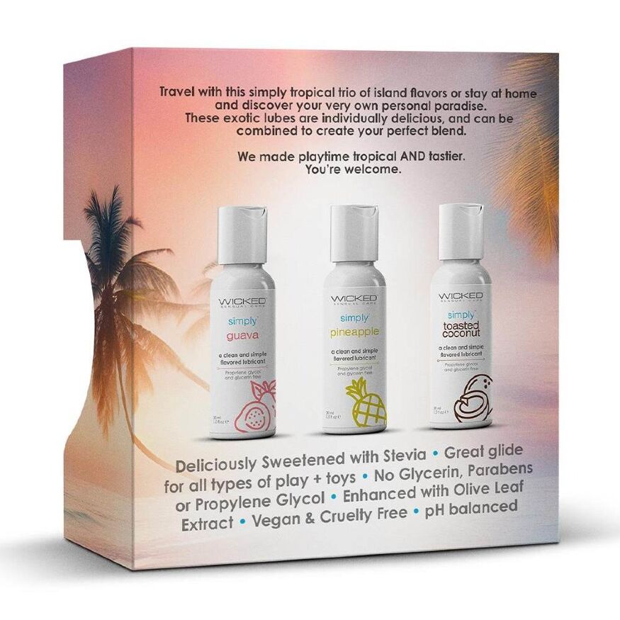 Набір ароматизованих лубрикантів Wicked Simply Tropical Trio Kit, 3 шт.