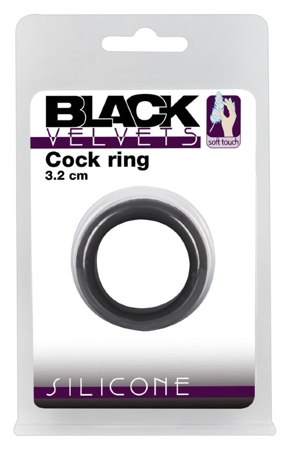 Широкое и гладкое эрекционное кольцо черного цвета Black Velvets Cock Ring, 3.2 см