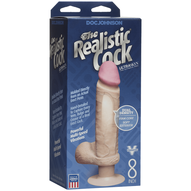 Вибратор Doc Johnson The Realistic Cock 8 inch ULTRASKYN, диаметр 5,1см, плавная регулировка
