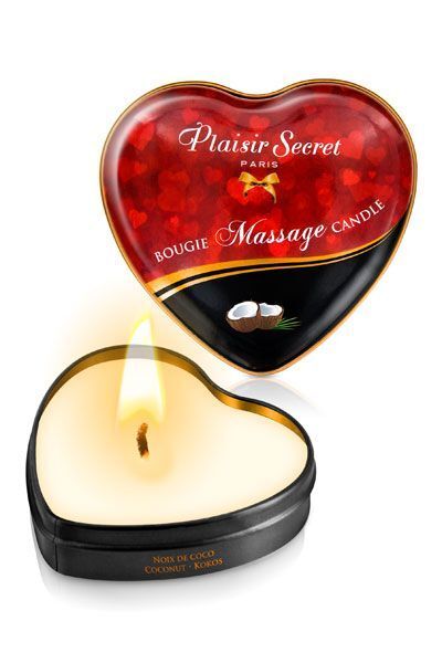 Распродажа!!! Массажная свеча сердечко Plaisirs Secrets Coconut 35 мл (срок 04.2026)