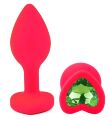 Силіконова анальна пробка EGZO - Silicone Pink Heart Plug Green, size S