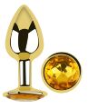 Анальная пробка с кристаллом EGZO - Gold Round Plug Yellow size S