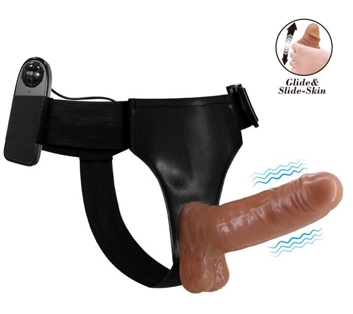 Страпон с вибрацией Ultra Passionate Harness Realdeal Penis 6.2'' - Brown, BW-022064Z