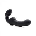Жіночий вібрострапон Slim Rider Ribbed Ribbed Vibrating Silicone Strapless Strap On, чорний