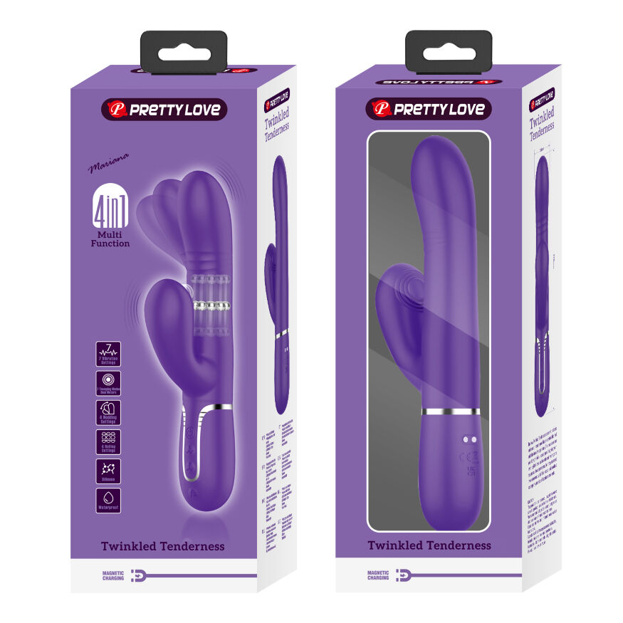 Вибромассажер с поступательным движением серии Pretty Love - Mariana Twinkled Dark Purple 7 vibration functions 4 rolling functions