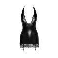 Виниловое мини платье с кружевом NOIR Handmade F280 Powerwetlook размер M