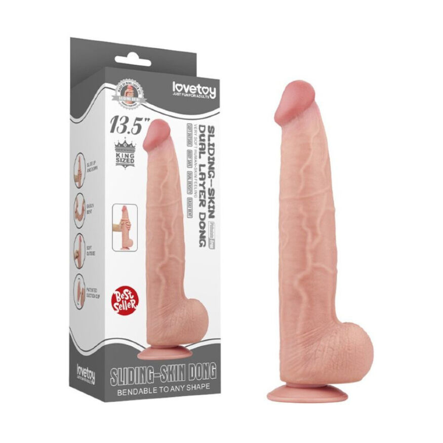 Фаллоимитатор реалистичный гигант Lovetoy беж, 34 х 6.2 см