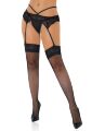 Чулки в мелкую сеточку Daring Intimates, с кружевом, черные