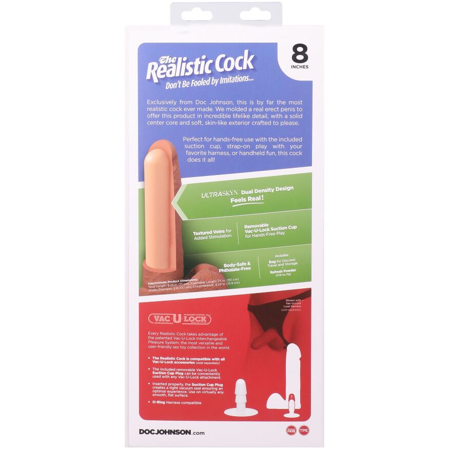 Фаллоимитатор Doc Johnson The Realistic Cock ULTRASKYN - 8 Inch with Balls Caramel