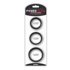 Набор из трех гладких эрекционных колец Power Plus Soft Silicone Pro Ring Black