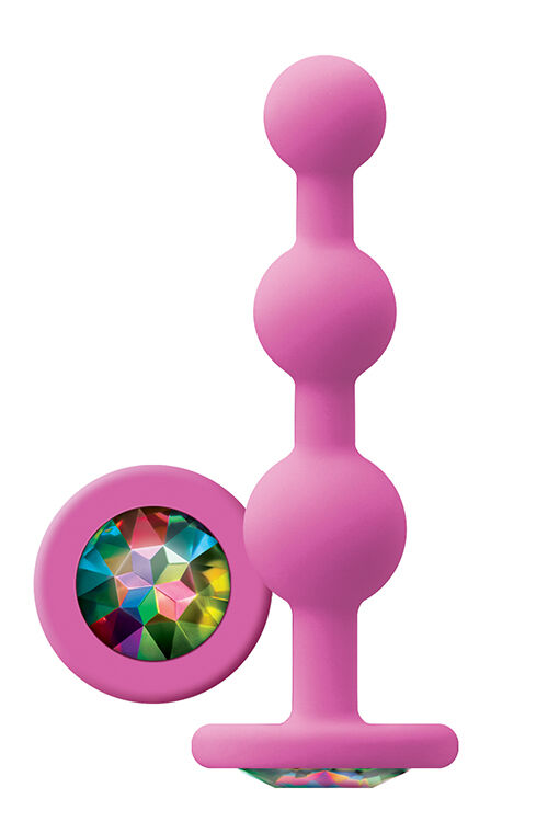 Анальная ёлочка с кристаллом GLAMS RIPPLE RAINBOW GEM PINK           