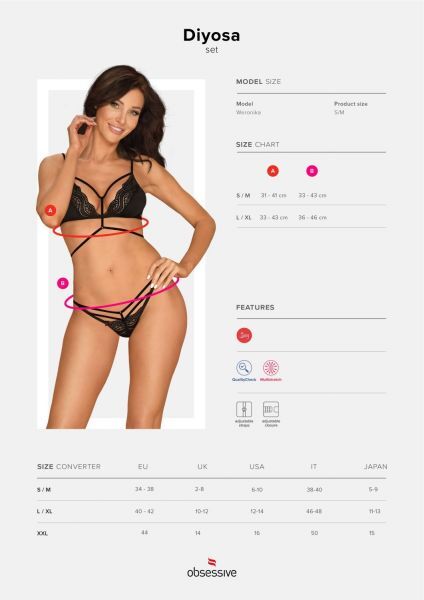 Комплект Obsessive Diyosa set 2-pcs black L/XL