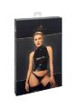 Топ Noir Handmade F324 Glam, M, black, халтер, на блискавці, вінілові вставки, комір-стійка