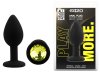 Силиконовая анальная пробка EGZO - Silicone Black Round Plug Lime, size S