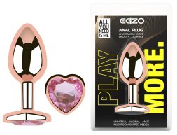 Анальна пробка з кристалом EGZO - Rose Gold Heart Plug Pink size M