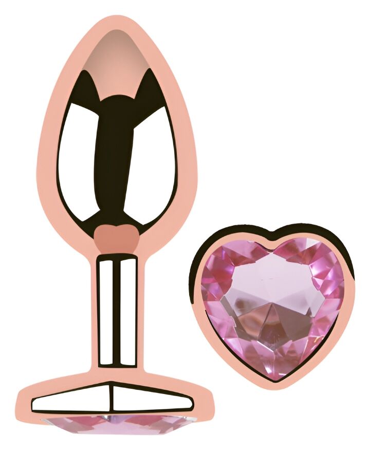 Анальна пробка з кристалом EGZO - Rose Gold Heart Plug Pink size M