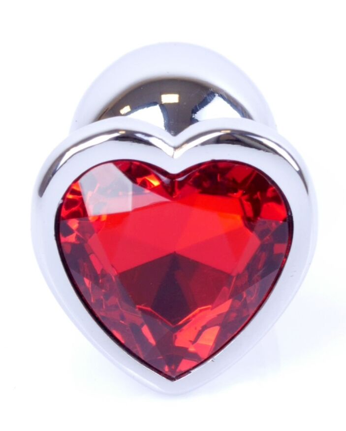 Анальная пробка Boss Series - Jewellery Silver Heart PLUG Red S, BS6400046