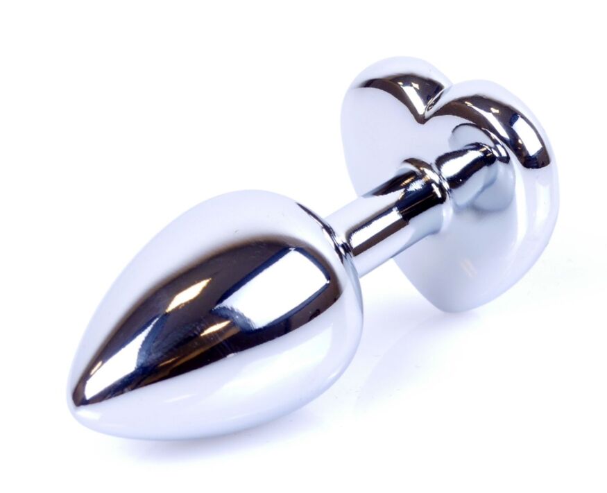 Анальная пробка Boss Series - Jewellery Silver Heart PLUG Red S, BS6400046