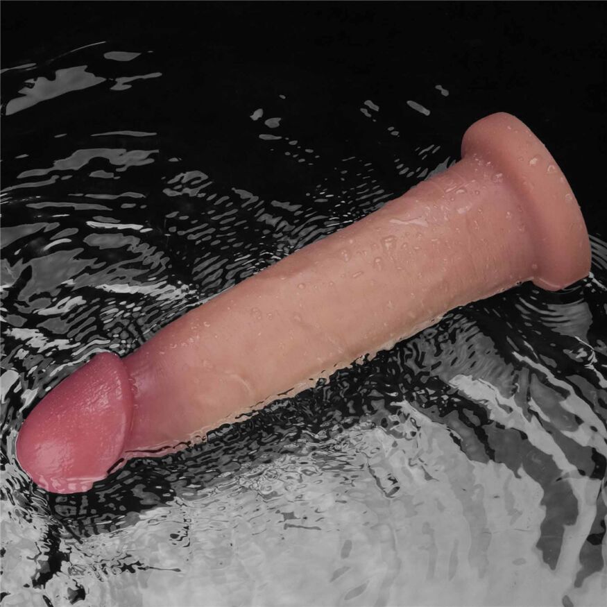 Реалистичный вибратор с подвижной кожей LoveToy Vibrating Sliding Skin Pro II Dual Layer Silicone Dong 9" Flesh