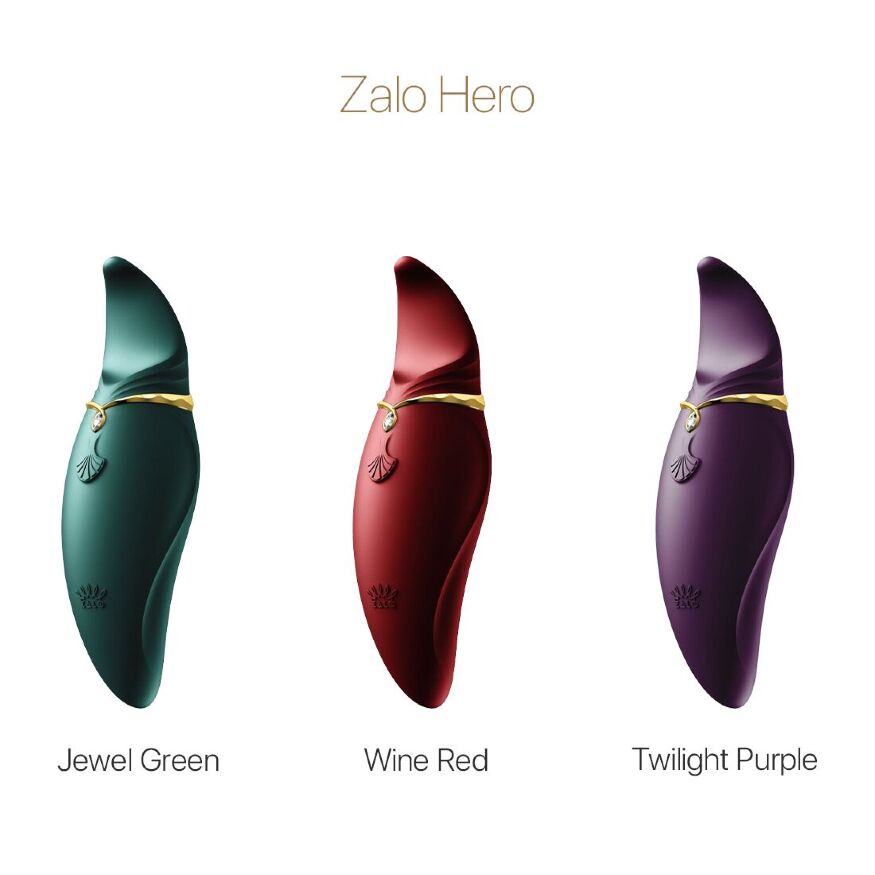 Вібратор 2в1 з язичком Zalo  -  Hero Wine Red, кристал Swarovski