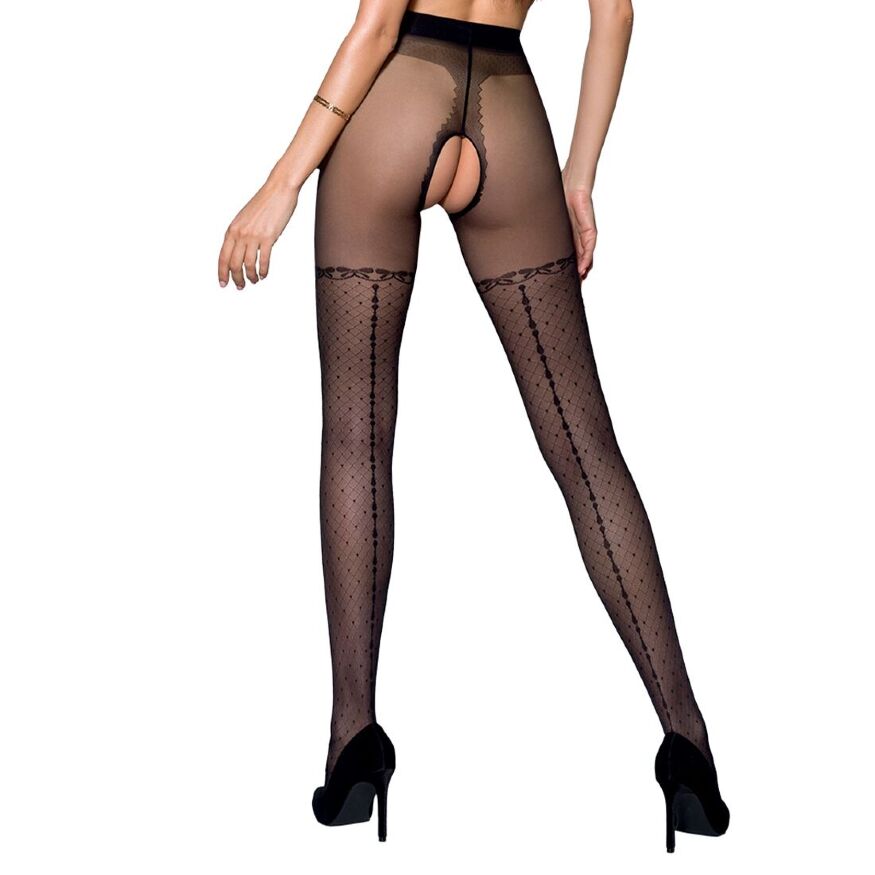 Колготки с открытым доступом Passion TIOPEN 014 black 5 (20 den), имитация чулок