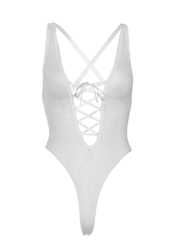 Белый тедди Leg Avenue Floral Lace Thong Teddy OS White