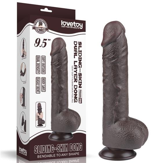 Массивный фаллоимитатор с эффектом подвижной кожи Sliding-Skin Dual Layer Dong 9.5" Black