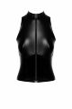Топ Noir Handmade F324 Glam, L, black, халтер, на блискавці, вінілові вставки, комір-стійка