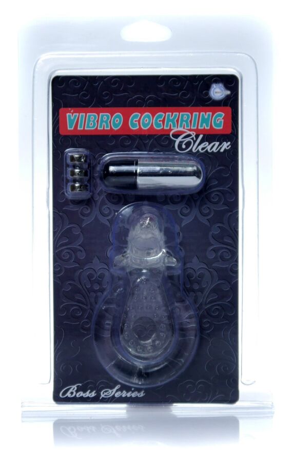 Эрекционное вибро кольцо BOSS - Dolphin Vibro CockRing Clear, BS6700050