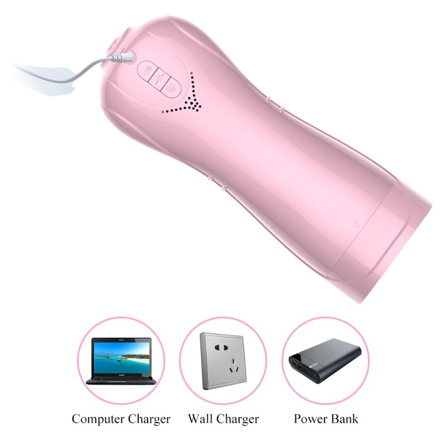 Мастурбатор с вибростимуляцией FOXSHOW Vibrating and Flashing Masturbation Cup Pink USB 7+7 Function, BS6300022