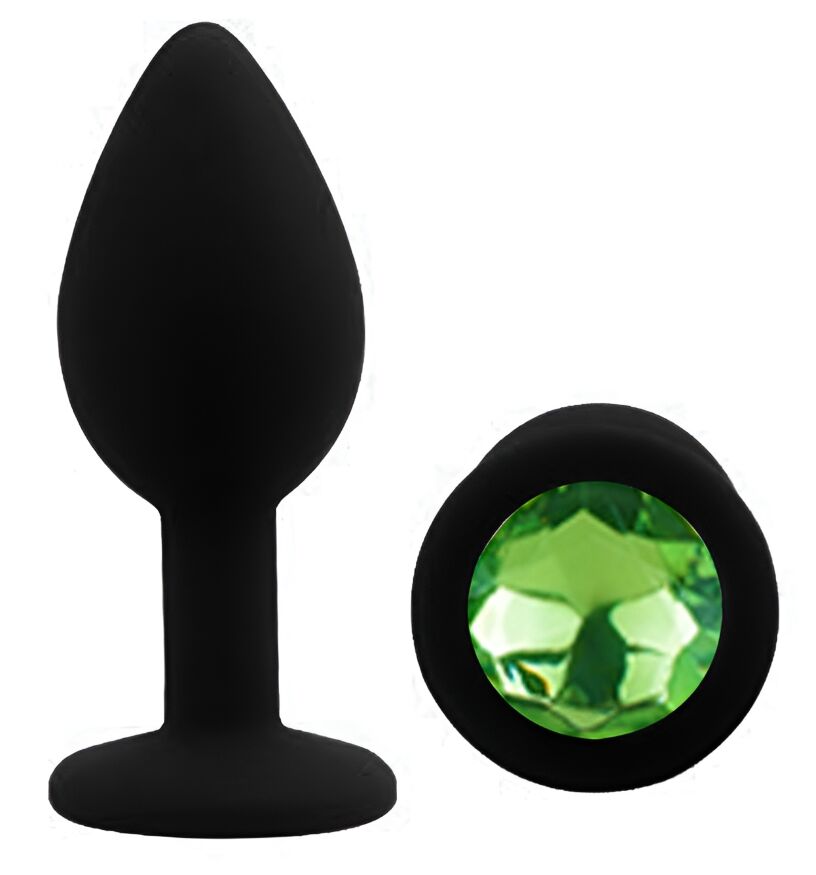 Силіконова анальна пробка EGZO - Silicone Black Round Plug Green, size S