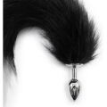Анальная пробка с хвостом Anal plug faux fur fox tail black polyeste