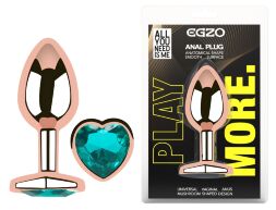 Анальна пробка з кристалом EGZO - Rose Gold Heart Plug Marine size M